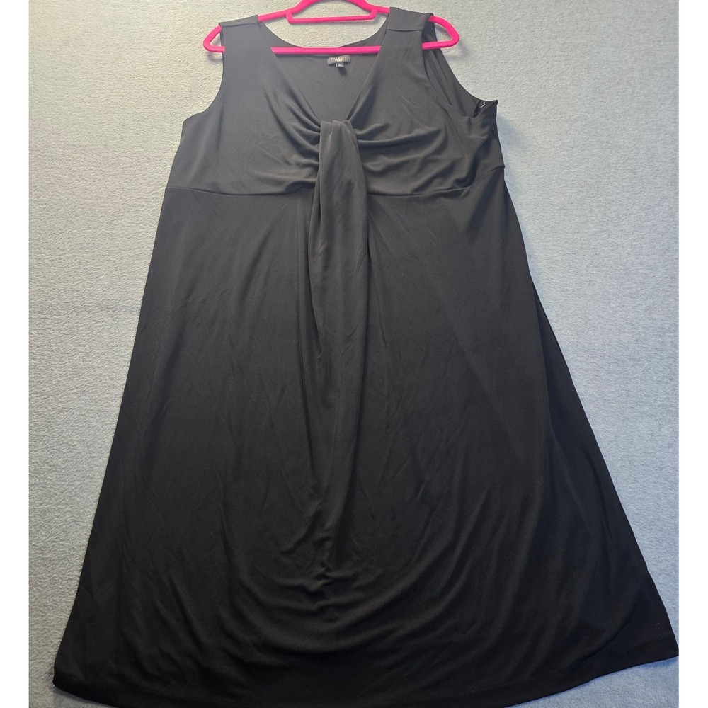 Talbots Woman Sleeveless Draped Front A-Line Dress Womens 3X Black Plus Size